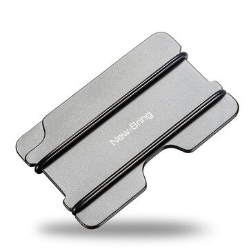 New-Bring Metal Card Holder Slim Solid Aluminum NBR Rope RFID Protection Holder ID ... (COLOR: GREY)