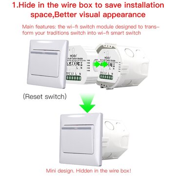 MoesHouse Mini DIY WiFi RF433 Smart Relay Switch Module Smart Life/Tuya App Control for  Alexa Googl