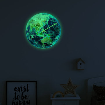 CC087 Creative Asia Luminous Earth Wall Clock Mute Wall Clock Quartz Wall Clock For Home Office Deco