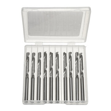 Drillpro DB-M7 10pcs 1/8 Inch Shank End Mill Cutter 1 Flute Carbide Spiral Milling Cutter