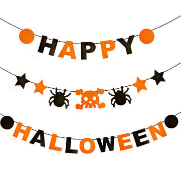 Happy Halloween Decoration Props Hanging Letter Bat Balloon Spiders Pumpkin