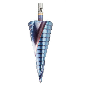 Drillpro 3Pcs 1/4 Inch Hex Shank HSS Blue-plated Step Drill Bit Set Spiral Groove Hole Cutter Tools