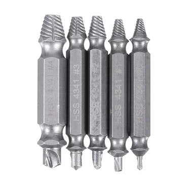 Drillpro 5pcs HSS Double Side Damaged Screw Extractor Out Remover Bolt Stud Tool