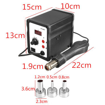 858D 220V Hot Air Soldering ReWork Station + Handle + Handle Stand+3 Nozzles