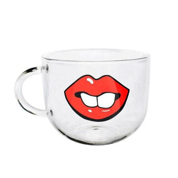 Handmade Cartoon Glass Cup High Temperature Resistant Transparent Water Mug Cat Pi... (STYLE: TEETH)