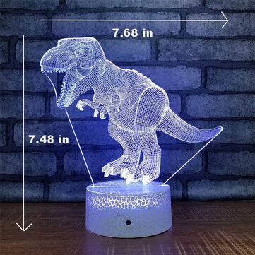 USB/Battery Powered 3D Children Kids Night Light Lamp Dinosaur Toys Boys 16 Colors Changing LED Remo