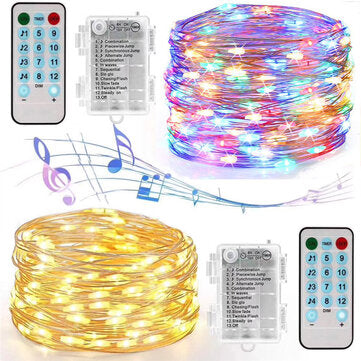 50/100LED Music Voice Control Battery Box Lamp St... (LIGHT COLOR: WARMWHITE | LED QUANTITY: 100LED)