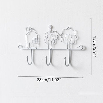 Wall Mounting Hook Shelf Iron Keys Hanging Storage Rack Home Door Desktop Organizer (TYPE5: C)