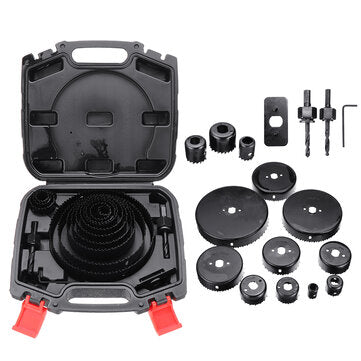 Drillpro 19Pcs Hole Saw Cutter Kit with 13Pcs Saw Blades 19-152mm Woodworking Holesaw Cutting Kit Dr