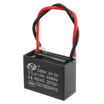 CBB61 5Pcs 3UF Starting Capacitance 450V AC Fan Capacitor CBB Motor Run Capacitor