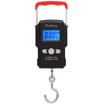 WH-A23 Portable 50Kg/10g LCD Digital Display Backlight Hanging Hook Scale Double Accuracy Fishing Tr