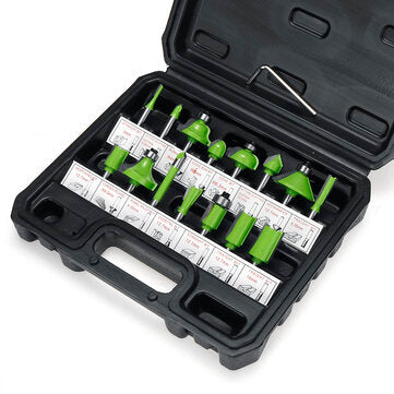 Drillpro 15pcs 1/4 Inch Shank Router Bits Set Carbide Woodworking Tools for Home Improvement and DIY