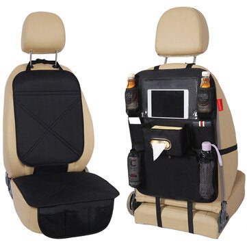Silicone Car Seat Back Storage Bag Waterproof Seat Cover Multi-functional Cup Hol... (COLOR.: BLACK)