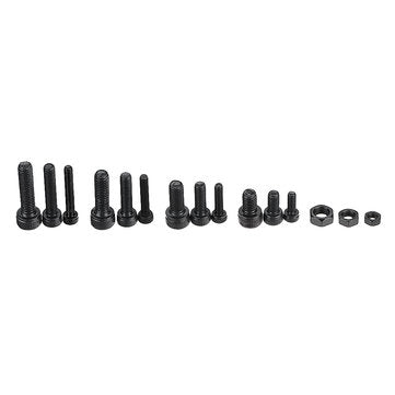 Suleve MXCH5 500Pcs M3 M4 M5 Carbon Steel Screw Hex Socket Cap Head 8-20cm Bolt Nut Assortment