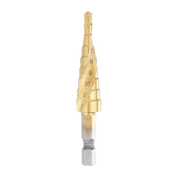 Drillpro HSS 4-12mm Spiral Grooved Step Drill Bit Titanium Coated Step Cone Drill Bit