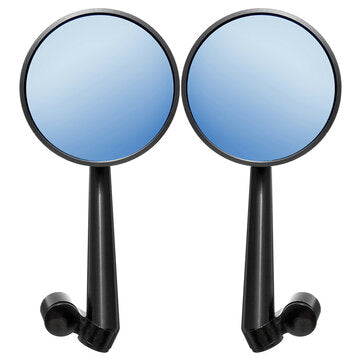 Pair Aluminum Alloy Motorcycle Scooter Handlebar Rearview Side Blue Mirrors (COLOR.: BLACK)