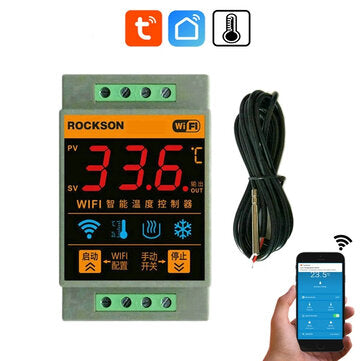 ROCKSON Tuya Smart Life WIFI Temperature Sensor Heating Boiler Cool Controller Remote Switch Thermom
