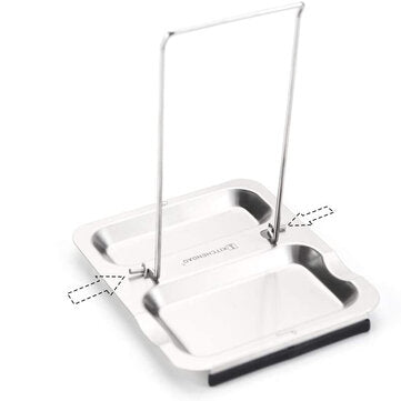 KITCHENDAO Stainless Steel Pot Lid Shelf Kitchen Organizer Pan Cover Lid Rack Stand Foldable Spoon H