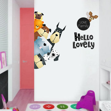 Cartoon Wall Stickers Cute Animals A Pro - Green Living Room Sofa Posted Children `s Room Paste