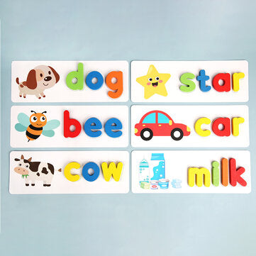 Wooden Alphabet Puzzles Toys Word Spelling Game Educational Toy Letters Card Board Matching Puzzle G