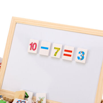 Wooden Magnetic Puzzle Kids Multifunctional Educational Learning Box Double-sided Drawing Board Educ