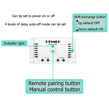 KTNNKG 4PCS 220V 110V Double-wire LED Smart Switch Remote Control Wireless Single-channel Remote Con