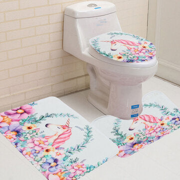 3Pcs Bath Mat Set Non Slip Pedestal Mat Toilet Bathroom Rug Memory Foam Design