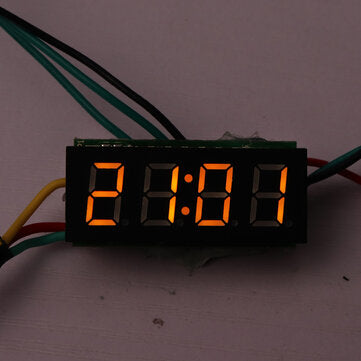 0.36 Inch 3-in-1 Time + Temperature + Voltage Display DC7-30V Vo... (VOLTAGE: 200V | COLOR.: YELLOW)