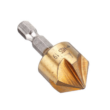 Drillpro 6-19mm Countersink Drill Bit with Automatic Center Pin Punch 5 Flutes Hex Shank Titanium Co
