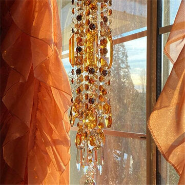Yellow White Crystal Wind Chimes Extended Version Free Cleaning Fuss-free Assembly Wind Chimes for G
