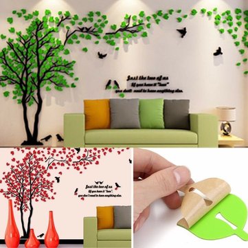 Beautiful 3D Tree DIY Mirror Wall Decals Stickers Art Home Room Vinyl Dec... (COLOR.: RED | SIZE: M)