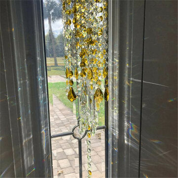 Yellow White Crystal Wind Chimes Extended Version Free Cleaning Fuss-free Assembly Wind Chimes for G