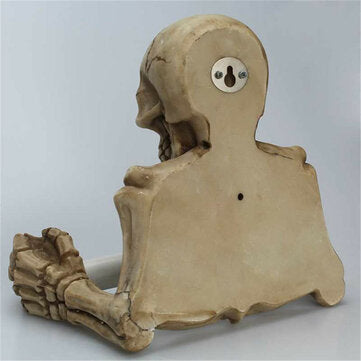 Halloween Creative Skull Statue Roll Paper Holder Wall Mount Resin Sculpture for Bathroom Decor