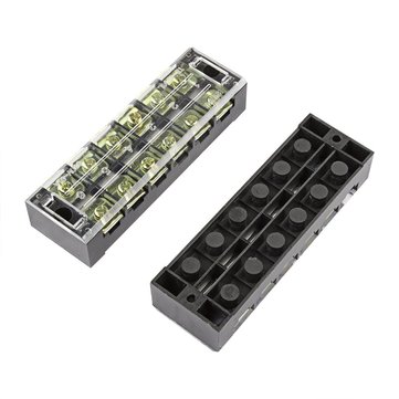 TB4506 600V 45A 6 Position Terminal Block Barrier Strip Dual Row Screw Block Covered W/ Removable Cl