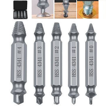 Drillpro 5pcs HSS Damaged Screw Extractor Drill Bits Guide Set Broken Easy out Bolt Screw Remover To