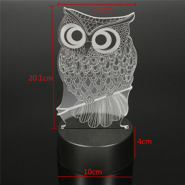 Owl 3D LED Color Change Night Light USB Charge Table Desk Lamp Decorations With Remote Controller