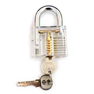 Transparent Practice Padlock with 6pcs Unlocking Lock Pick Set Key Extractor Tool Lock Pick Tools