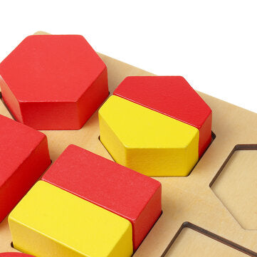 Wooden Geometric Blocks 3D Geometric Shapes Puzzle Kids Brain Development Early Educational Toys for