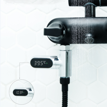 [Upgrade Version] V2 Water Shower Thermometer LED Celsius Fahrenheit Time Display Flow Self-Generati