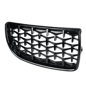 Pair Glossy Black Front Kidney Grilles Upper Hood Eyelids Diamond Style For BMW 3-Series E90 E91 200