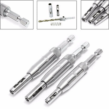 3pcs HSS Self Centering Hinge Drill Bit Holes Wood Working Reaming Tool Countersink Drill Bit