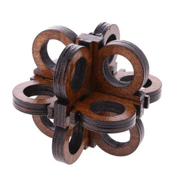 Wooden Intelligence Toys Kong Ming Lock Glasses Lock Puzzle 3D Brain Teaser Puzzle for Kids Children