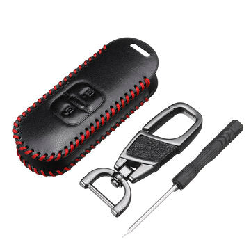Polyurethane Remote Car Key Case Protector Cover with Keychain For Mazda 2 3 6 Axel... (COLOR3: RED)