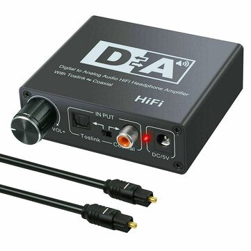HIFI DAC Amp Digital To Analog Audio Converter Decoder 3.5mm AUX RCA Amplifier Adapter Toslink Optic