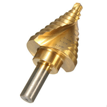 1/4 Inch to 1-3/8 Inch Titanium Coated Step Drill Bit 9mm Round Shank
