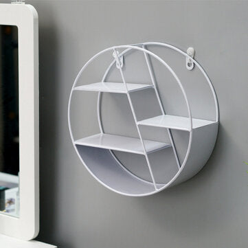 Wall Mounted Metal Hanging Storage Shelves Display Rack Organizer Home Decor (COLOR: WHITE)