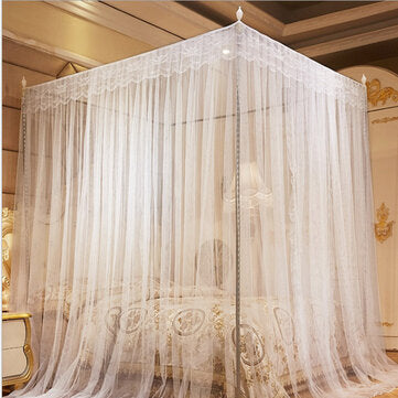 1.8 x 2m Luxury Princess Style Bed Netting Curtain Panel Bedding Canopy Four Corne... (COLOR: WHITE)