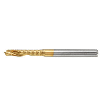 Drillpro 5pcs 3.175mm Shank 17mm Single Flute End Mill Cutter Titanium Coated Spiral Milling Cutter