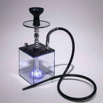 Acrylic Shisha Hookah Pipe Set with LED Light Shisha Chicha Narguile Silicone Bowl... (COLOR.: BLUE)