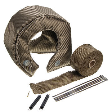T4 Turbo Heat Shield Blanket Cover with Exhaust Manifold Downpipe Wrap Kit (COLOR.: TITANIUM)
